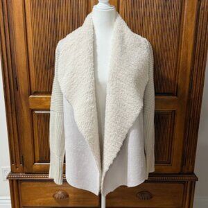 Chelsea & Theodore Faux Suede Sherpa Knit Open Front Cardigan Sweater Size XL